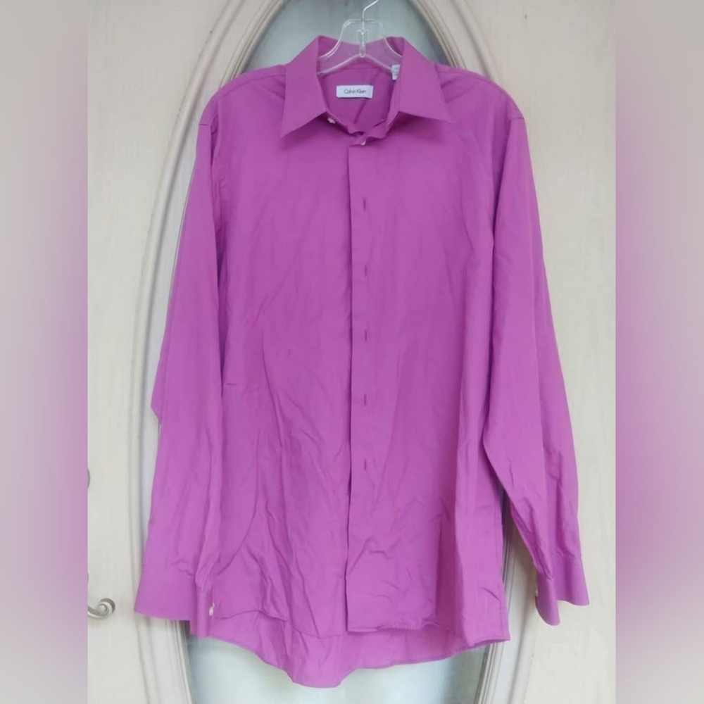 Calvin Klein Sz 16 Womens Button Down Blouse - Magenta - Picture 3 of 5